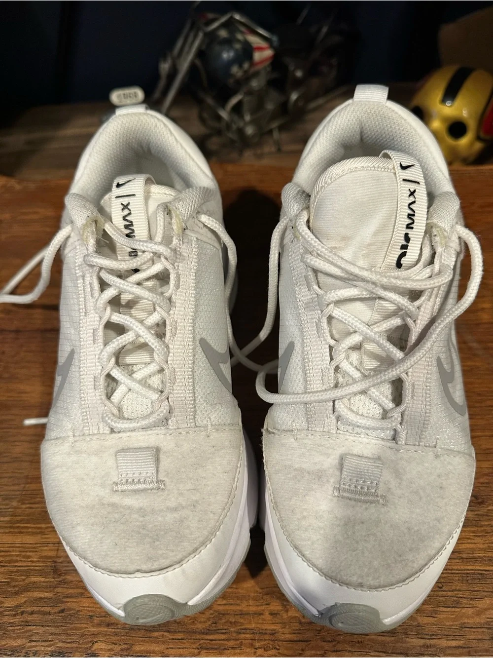Nike Airmax Intrlk Women's Light Gray and White Air-Cushioned Athletic Sneakers